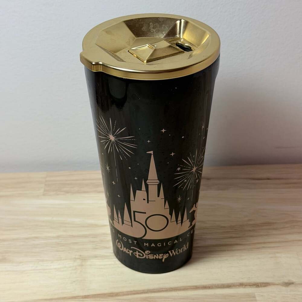 Corkcicle Disney Walt Disney World 50th Anniversary Black Gold Tumbler